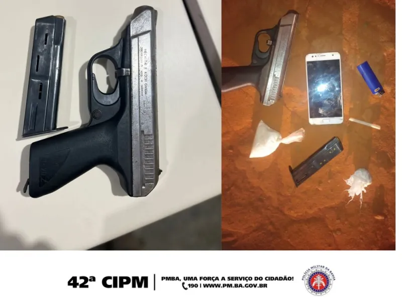 Após assalto, indivíduo se fere com a própria arma e é preso pela 42ª CIPM na zona rural de Lençóis