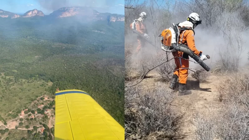  Aeronaves reforçam combate a incêndios em municípios como Iraquara e Palmeiras