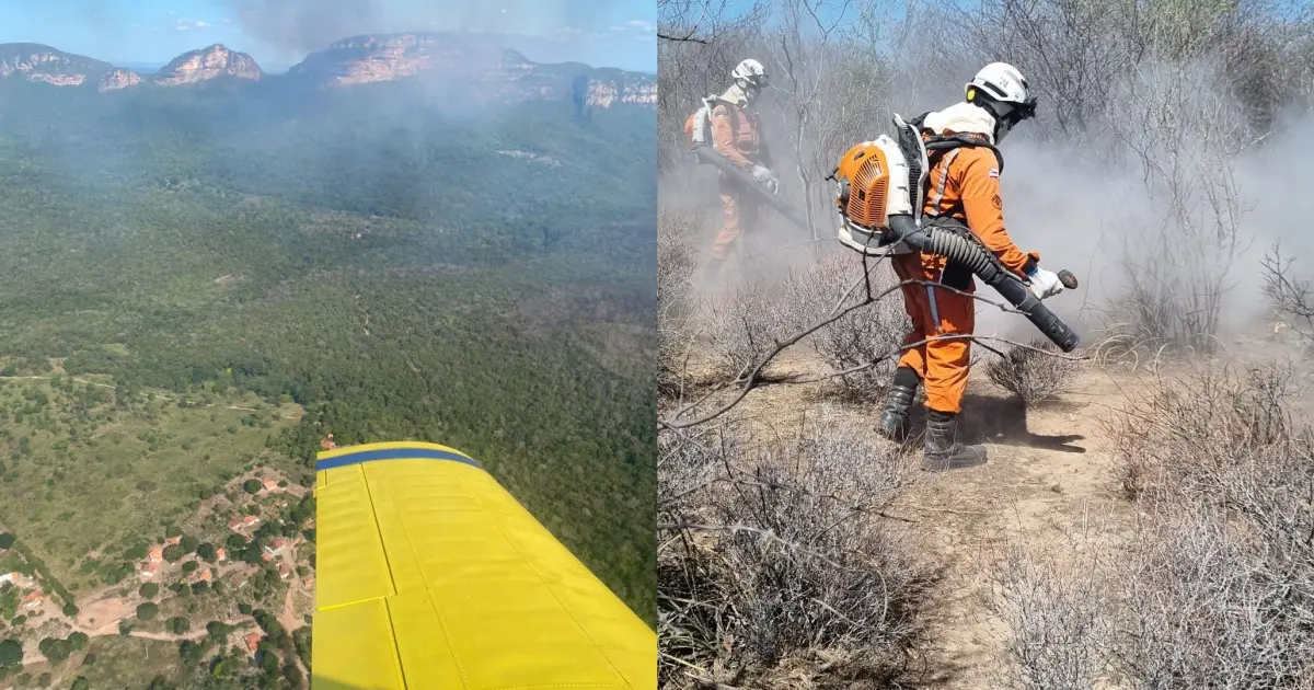  Aeronaves reforçam combate a incêndios em municípios como Iraquara e Palmeiras